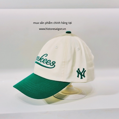 042 -  Nón MLB Trắng Kem - Yankee xanh lá [HÀNG CHÍNH HÃNG]