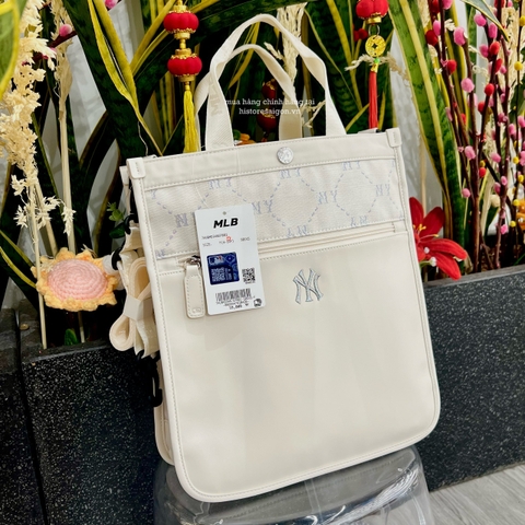 564 -  Túi MLB NY Monogram Sub Bag - Túi Đứng - Trắng Kem - Code 7AUBMD34N 50IVS [HÀNG CHÍNH HÃNG]