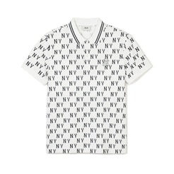 702 -  Áo Polo MLB Front Pattern Collar NY Monogram - Trắng Ivory - Code 3APQM0443 50IVS [HÀNG CHÍNH HÃNG]