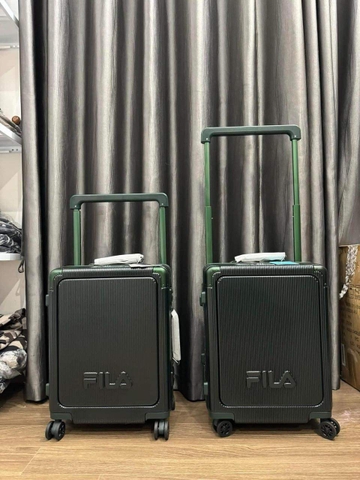 736 -  Vali Fila Embossed Logo - Size Cabin 22 Xách Tay - Xanh Rêu Đậm [HÀNG CHÍNH HÃNG]