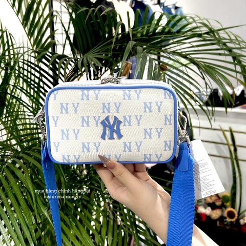 616 -  Túi MLB Korea Monogram Jacquard Mini Cross Bag New York Yankees Sky Blue 3ACRS014N-50SBD [HÀNG CHÍNH HÃNG]