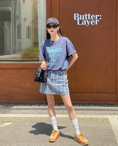 982 -  Áo MLB NY 2024 Basic Lettering Over Fit New York Yankees - Gray Xám Xanh - Code 3ATSB2243 50GRD [HÀNG CHÍNH HÃNG]