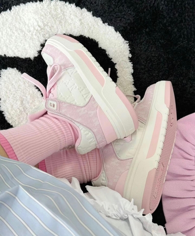 972  -  Giày MLB NY Chunky Liner Mid Classic Monogram - Hồng Pink - Code 3ASXCMM4N 50PKS [HÀNG CHÍNH HÃNG]
