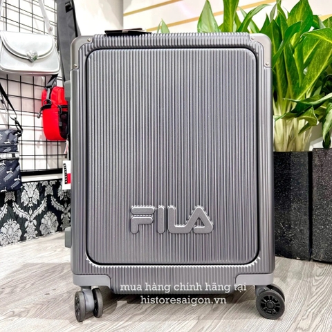 734 -  Vali Fila Embossed Logo - Size Cabin 22 Xách Tay - Đen Chì [HÀNG CHÍNH HÃNG]