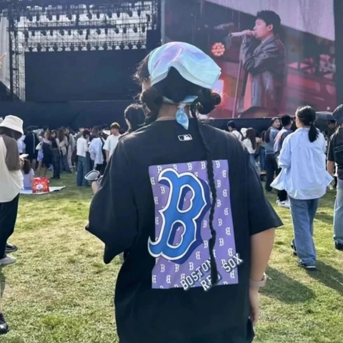 548 -  Áo MLB Big B Boston Monotive Overfit - Đen - Big B Monogram Tím - Code 3ATSM3033N-50BKS [HÀNG CHÍNH HÃNG]