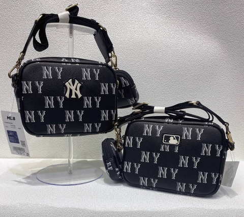 1014 -  Túi MLB NY Monogram Dia New York Black - Túi Đeo Chéo - Đen - Code 7ACRM084N 50BKS [HÀNG CHÍNH HÃNG]