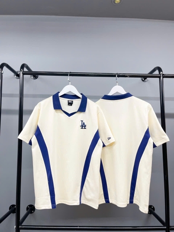 1288 - Áo Polo New Era - Trắng Kem Cổ Xanh Dương LA 14113661 [HÀNG CHÍNH HÃNG]