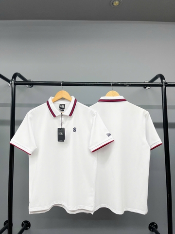 1296  - Áo Polo New Era - Trắng Cổ Viền Đỏ -  NY [HÀNG CHÍNH HÃNG]