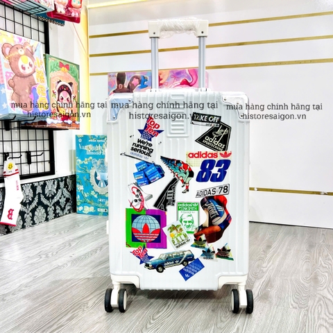 846 -  Vali Adidas Sticker 83 Xách Tay - Size Cabin 22 Xách Tay - Trắng Kem [HÀNG CHÍNH HÃNG]