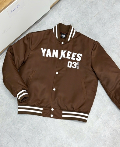1831 - Áo Bomber New Era Yankees Nâu Chữ Trắng [HÀNG CHÍNH HÃNG]