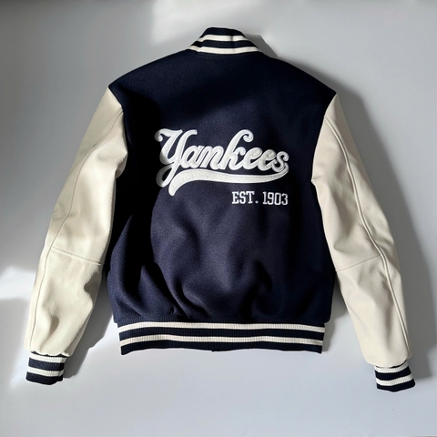 1842 - Áo Bomber New Era Yankees EST1903 Đen Tay Trắng Kem [HÀNG CHÍNH HÃNG]