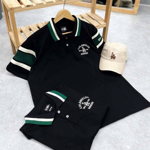 1882 - Áo New Era Polo LA Doddgers Đen Sọc Xanh [HÀNG CHÍNH HÃNG]