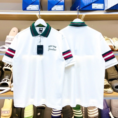 1884 - Áo New Era Polo NY Trắng Cổ Xanh [HÀNG CHÍNH HÃNG]