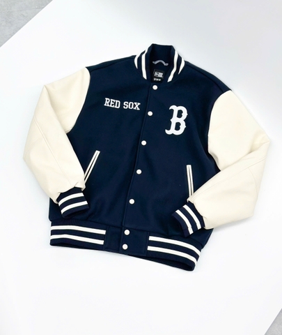 1915 - Áo Bomber New Era Boston Xanh Navy Trắng [HÀNG CHÍNH HÃNG]