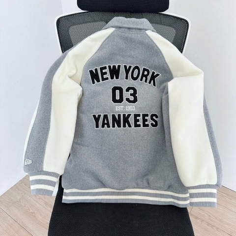1971 - Áo Bomber New Era Nỉ New York Yankee - Xám Tay Trắng NY 03 [HÀNG CHÍNH HÃNG]