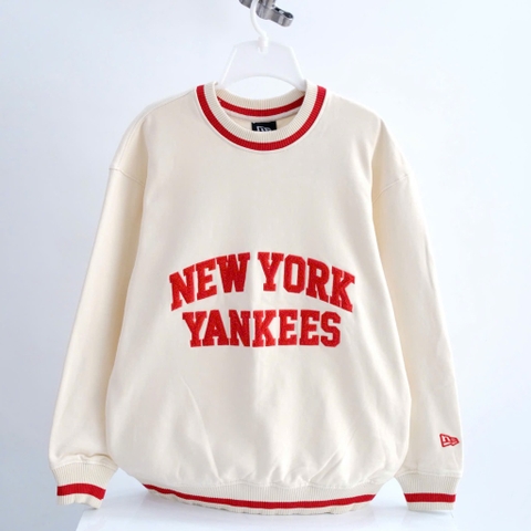 2026 - Áo Sweater New Era New York Yankee Trắng Kem Chữ Đỏ [HÀNG CHÍNH HÃNG]