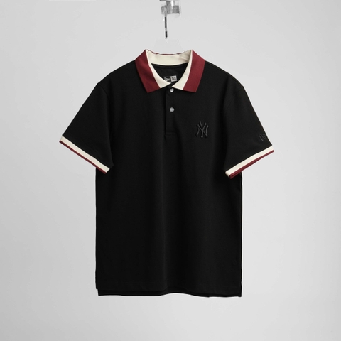 2771 - Áo Polo New Era NY Đen Cổ Kem Đỏ [HÀNG CHÍNH HÃNG]
