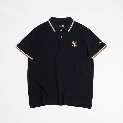 2773 - Áo Polo New Era NY Đen Cổ Sọc Vàng Đồng [HÀNG CHÍNH HÃNG]