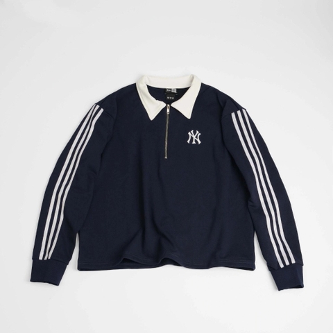 2776 - Áo Sweater New Era Polo Quater Zipper NY Navy Sọc Trắng [HÀNG CHÍNH HÃNG]