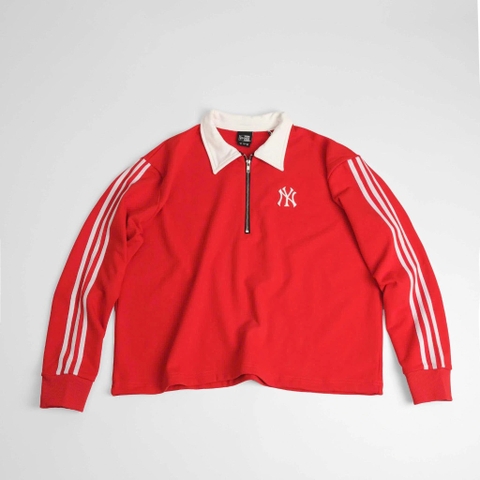 2775 - Áo Sweater New Era Polo Quater Zipper NY Đỏ Sọc Trắng [HÀNG CHÍNH HÃNG]