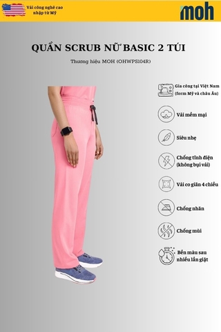 Quần Scrubs nữ cao cấp, thương hiệu MOH, kiểu Basic, 2 túi, chất vải và form chuẩn Mỹ (WPS104R)
