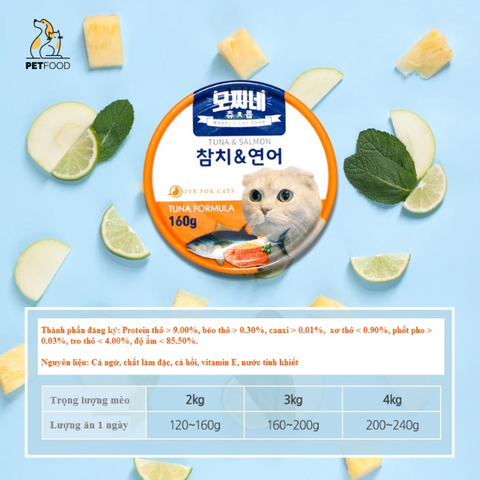 Thịt hộp cho mèo trên 3 tháng tuổi Mozzi's Cat Food Churup Tuna&Salmon