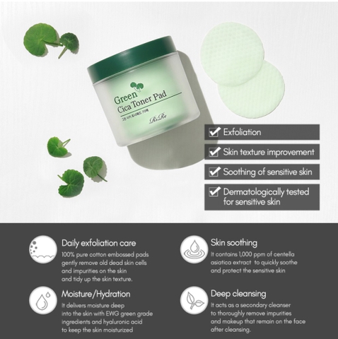 Miếng nước hoa hồng rau má Rire toner pad 70 miếng (40ea)