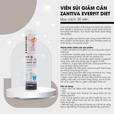 Viên sủi giảm cân ZANTIVA trắng (144ea)