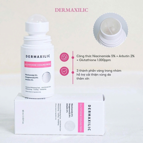 Lăn Khử Mùi Hỗ Trợ Làm Sáng Da Nách Dermaxilic Glutathione Cooling Fresh 60ml