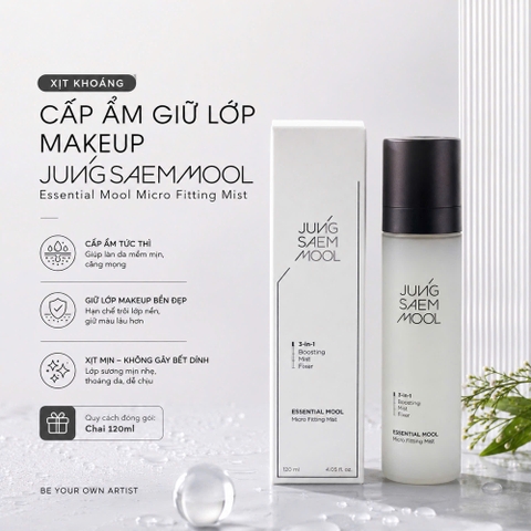 Xịt Khoáng Cấp Ẩm Giữ Lớp Makeup JUNGSAEMMOOL Essential Mool Micro Fitting Mist 120ml