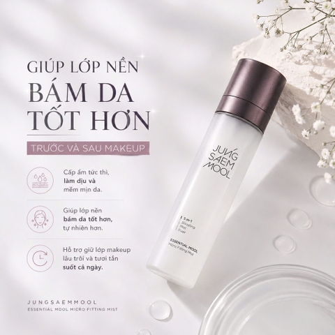 Xịt Khoáng Cấp Ẩm Giữ Lớp Makeup JUNGSAEMMOOL Essential Mool Micro Fitting Mist 120ml