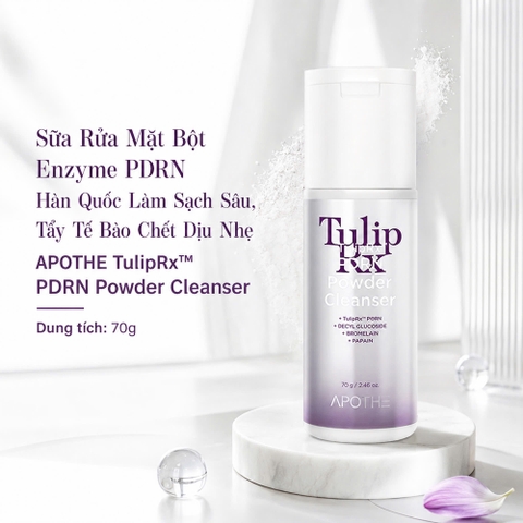 Sữa Rửa Mặt Bột Enzyme PDRN Hàn Quốc Làm Sạch Sâu, Tẩy Tế Bào Chết Dịu Nhẹ APOTHE TulipRx™ PDRN Powder Cleanser 70g 