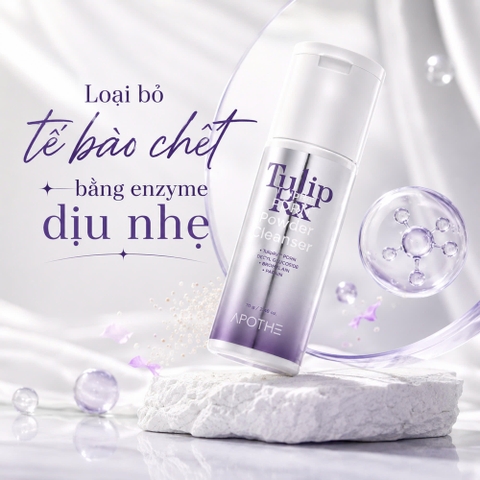 Sữa Rửa Mặt Bột Enzyme PDRN Hàn Quốc Làm Sạch Sâu, Tẩy Tế Bào Chết Dịu Nhẹ APOTHE TulipRx™ PDRN Powder Cleanser 70g 