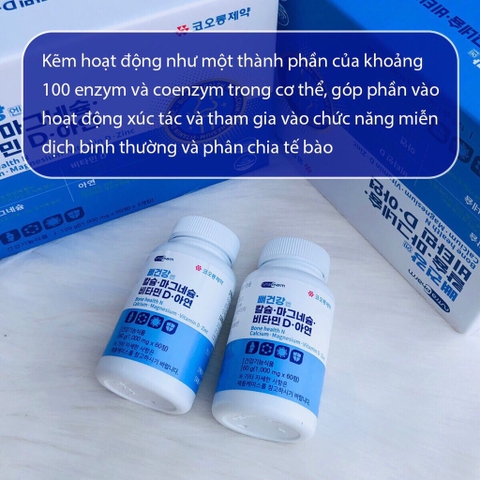 Viên uống bổ sung Canxi ,vitamin D và kẽm 120 viên (30ea)