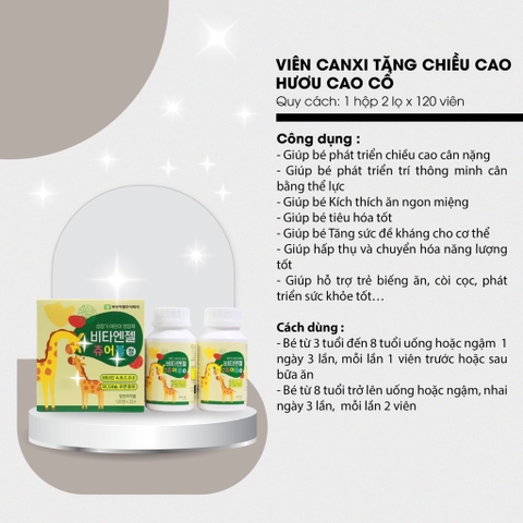 B01-Viên ngậm canxi hươu cao cổ (20ea)