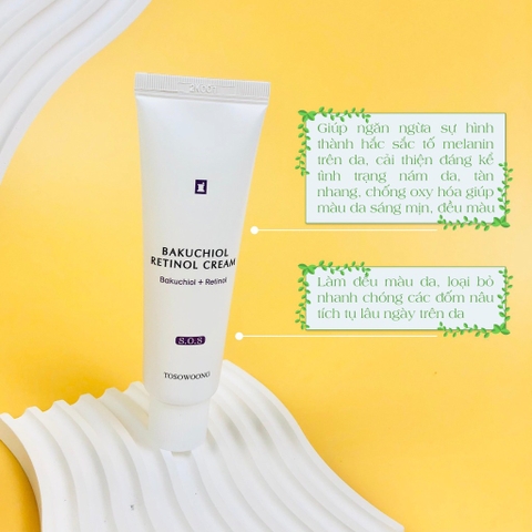 Kem trắng da mờ thâm nám BAKUCHIOL RETINOL TOSOWOONG 50g (84ea)