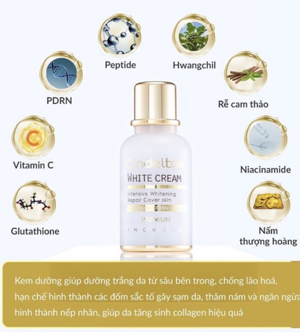 (HĐ) Kem Dưỡng Trắng Da Incugen Cindel Tox White Cream Premium mẫu mới