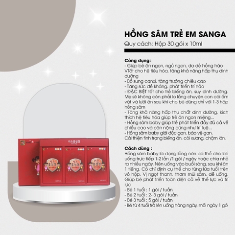 B01-(HĐ) Hồng sâm trẻ em Sanga 30 gói x 10ml ( 20ea)