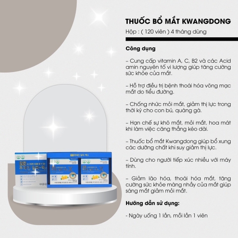 (HĐ) B01-Thuốc bổ mắt kwangdong 120 viên uống 4 tháng (20ae)