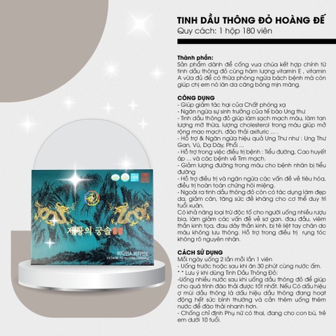 Tinh dầu thông đỏ hoàng đế 180 viên Cheon Je Hwang (10ae)