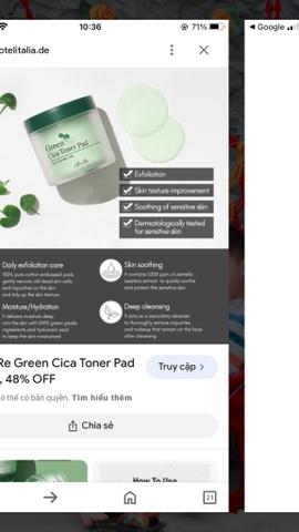 Miếng nước hoa hồng rau má Rire toner pad 70 miếng (40ea)