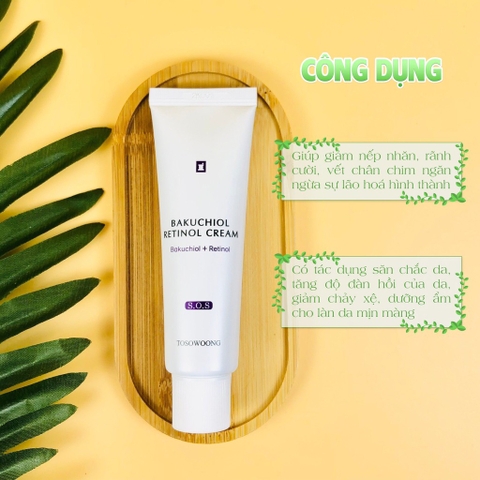 Kem trắng da mờ thâm nám BAKUCHIOL RETINOL TOSOWOONG 50g (84ea)