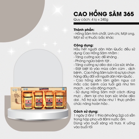 B01- (VAT) Set Cao hồng sâm 365 4 lọ x 240g (5ea)