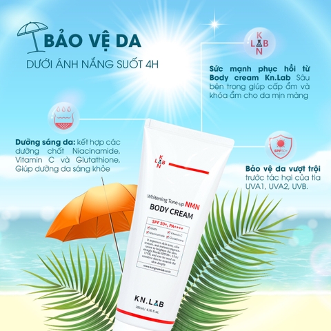 Kem body chống nắng dưỡng trắng nâng tone NMN Spf 50+ PA++++ Kangnamlab - Kn.Lab (40ea)