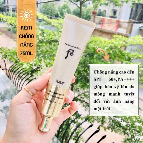 Set chống nắng chống nhăn Whoo 73kw tăng dung lượng 75ml  (8ea)