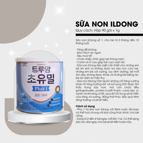 (HĐ) B01-Sữa non ildong plus số 1 cho bé dưới 1 tuổi 90 gói (12ea)