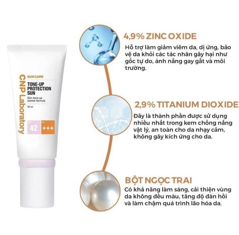 Kem chống nắng nâng tone CNP laboratory SPF42+/ PA+++ 50ml (66ea)