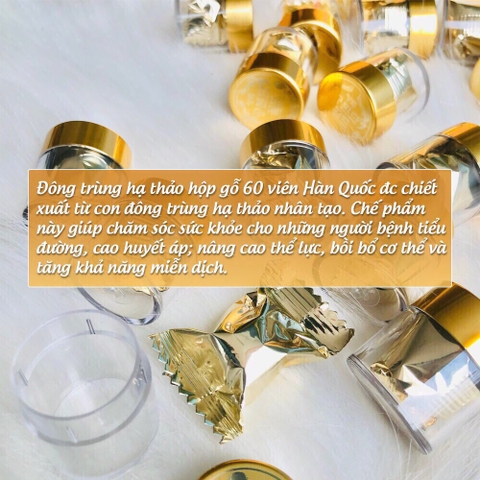 B02 - Viên hoàn đông trùng hạ thảo điều hoà huyết áp hộp vàng 60 viên (10ea)