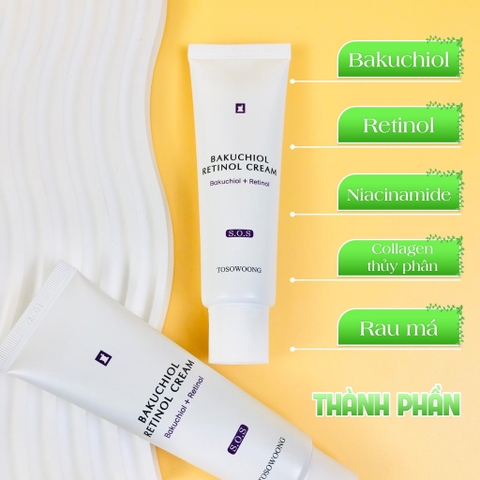 Kem trắng da mờ thâm nám BAKUCHIOL RETINOL TOSOWOONG 50g (84ea)