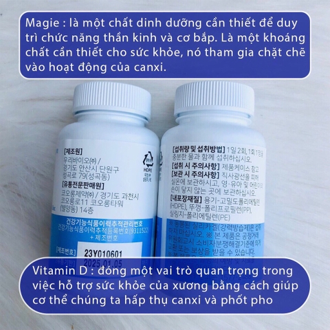 Viên uống bổ sung Canxi ,vitamin D và kẽm 120 viên (30ea)